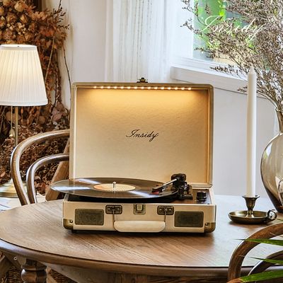 인사이디 무선 핸드메이드 LP 턴테이블 IBT-Retro LED