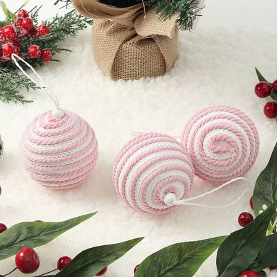 핑크 블라썸 패브릭 장식볼 3p(8cm) (핑크& 화이트)