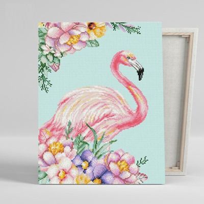 보석십자수 명화 풍경 꽃과 플라밍고 40x50