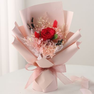 [졸업선물] LED 프리저브드 장미 꽃다발 + 핸들박스