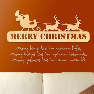 [우드스티커] 크리스마스 썰매 02 (반제품) / 장식,시즌,아트월,우드월,셀프인테리어,스카시,나무스티커
