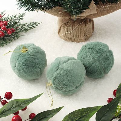 퓨어 그린 패브릭 장식볼 3p(8cm) (보들폼폼이)