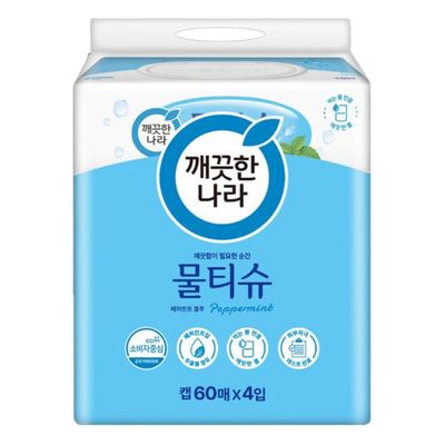 깨끗한나라 물티슈 캡형 60매 x 4개입
