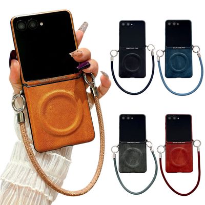 갤럭시 z플립 7 6 5 4 3 맥세이프 가죽 스트랩 케이스