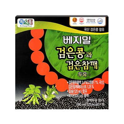 베지밀 검은콩과 검은 참깨 두유팩 190ml 16입