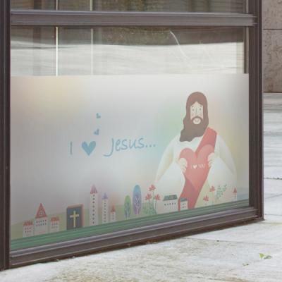 is930_m-무점착유리시트_예수사랑_글라스시트지