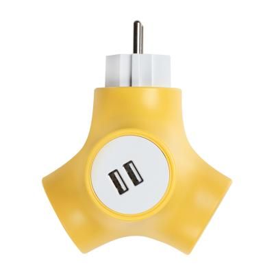 파워존 테트라포드 디자인 멀티탭 2구 USB 옐로우