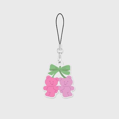 pink cherry ribbon gummy 핸드폰 스트랩