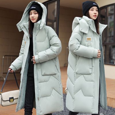 여성 데일리 웨이비 빅포켓 후드 티셔츠 롱패딩