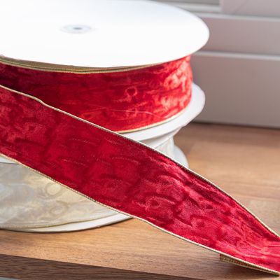 크리스마스 벨벳 리본 미래 6cm 4컬러 롤 포장 공예