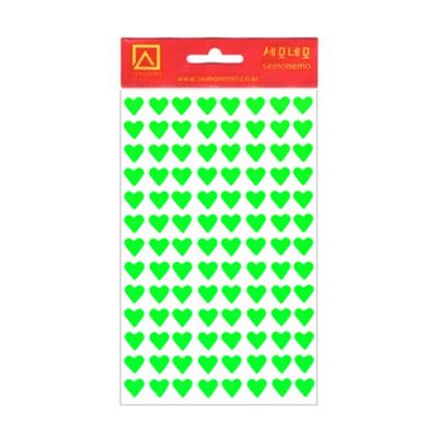 1000 모양견출지 형광하트 10-328FG 7매 녹색 8X9