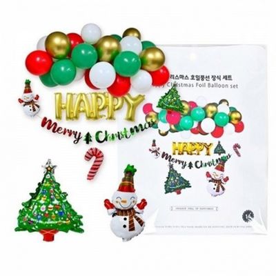 파티클럽 해피 크리스마스 호일 풍선 장식세트