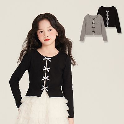 발레코어 여아 리본배색 긴팔 골지티셔츠 206095