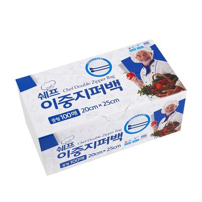디디샵 중형 쉐프 이중 지퍼백 20x25 100매(WD0DECC)