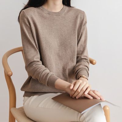 여성 가을 겨울 베니 베이직 라운드 니트