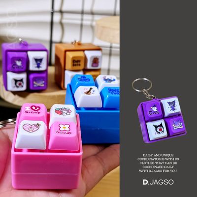 키체인 키링 키캡 4각형 그리드 감압 펜던트