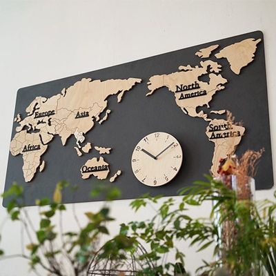 아름데코 트래블 사각 세계지도 시계(WB11AEB)
