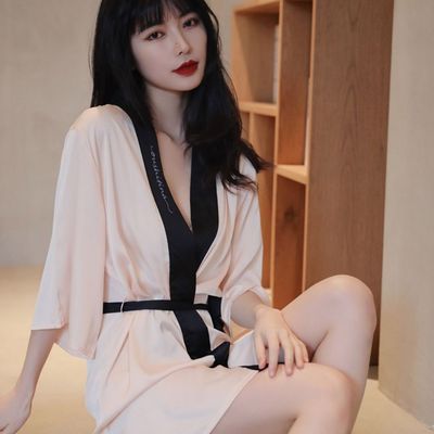 여성용 실크 로브 샤워가운 슬립가운 골프용 가운 2컬러 여성(WFJ6853)