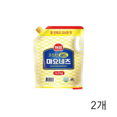 WL 해표 고소한 골드 마요네즈 3.2Kg X 2개 대용량 식당용 업소용 사라다용 비닐마요네즈(WFLUP33)