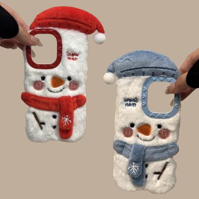 아이폰 16 15 14 13 12 겨울 눈사람 털 인형 폰케이스