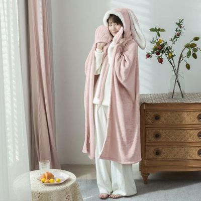 토끼 후드 망토 빅사이즈 겨울 방한 담요