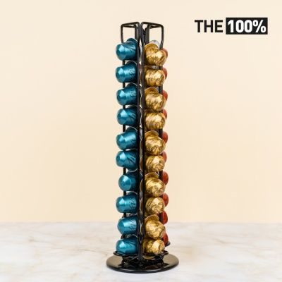 THE100% 네스프레소 호환 캡슐커피 보관함 십자형 회전타워 40구 홀더 거치대 블랙