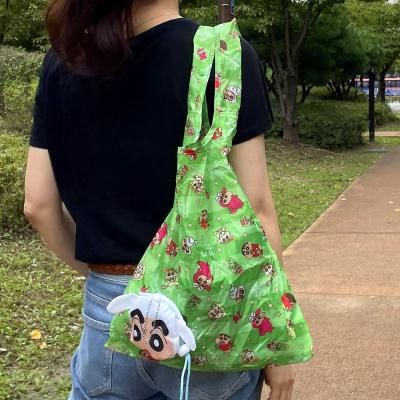 짱구 캐릭터볼 에코백 그린
