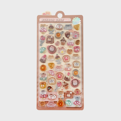 아트박스 본본 드롭 3D 스티커_브레드 햄찌