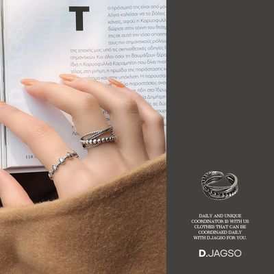 여성 S925 스털링 와인디 링 트렌디 싱글 반지