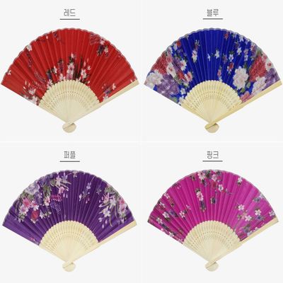 대나무부채 실크 접이식 꽃부채(WFIFH3B)