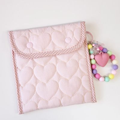 핑크하트 패브릭 크레마 전자책 이북리더기 파우치 