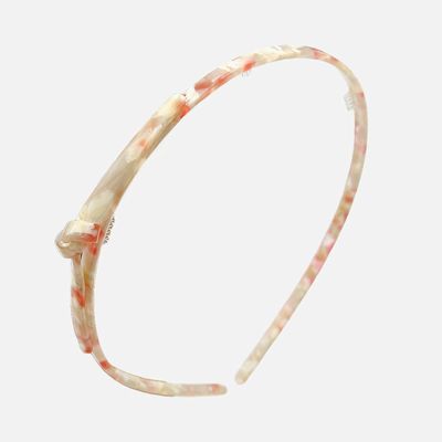 제이로렌 프랑스 핑크마블 리본 매듭 헤어밴드 H01460