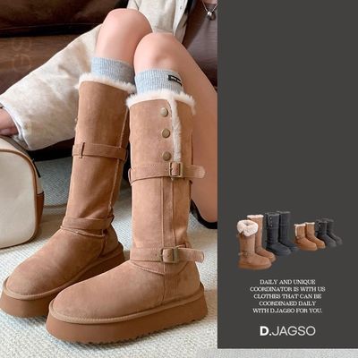 여성 겨울 방한 벨벳 두꺼워운 롱 어그부츠