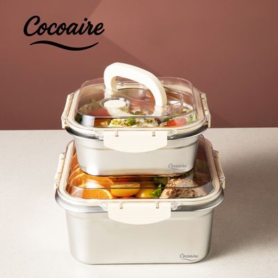 [코코에르] 스텐 핸들형 보관용기 정사각 1.8L/4L