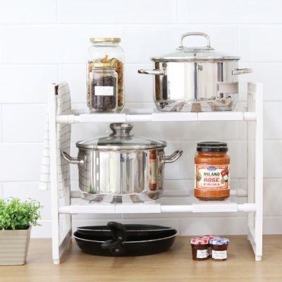 주방공간창출 냄비 후라이팬정리 길이조절 싱크인선반