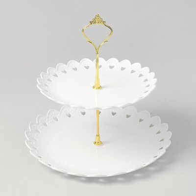 포멀라운드 2단 디저트 트레이 플레이팅 파티접시