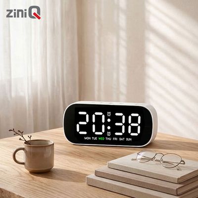지니큐 LED 무소음 전자알람시계 온도 날짜 시간 탁상