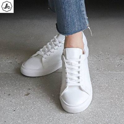 [애슬릿]통굽 스니커즈 레이스업 화이트 키높이 단화