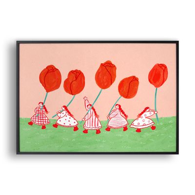 튤립소녀 (Art Print) / 일러스트 액자