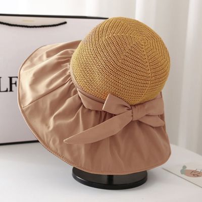 [아일렌]자외선차단 암막 리본 버킷햇(브라운)