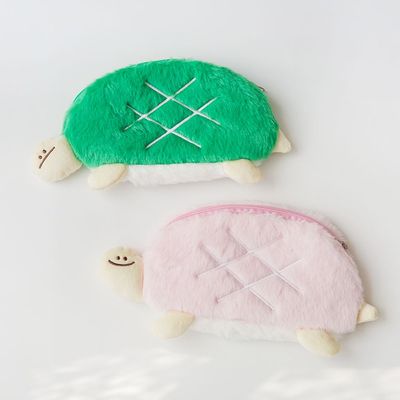 부드러운 거북이 필통 파우치 메론빵 퍼 중학생 초등학생 새학기 선물 우정템 커플 선물 럭키 행운(WFLPZ7U)