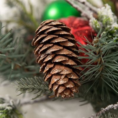 크리스마스 솔방울 트리 장식 길쭉 골드 5cm (10개입)