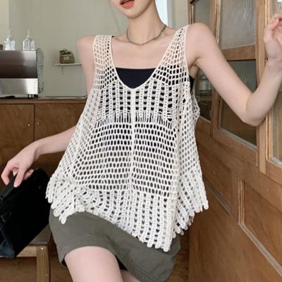 나시 커버업 비키니 수영복 여성 비치 니트 그물 휴양지(WFLIYAO)