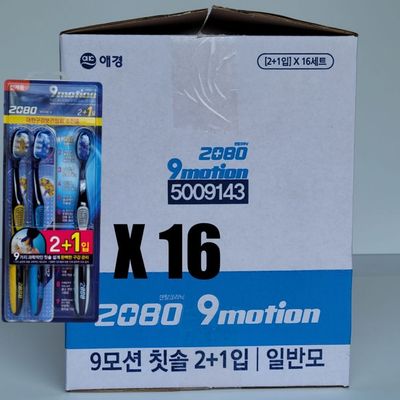 일반모 칫솔 16입 1박스 세트 9모션 치아용품(WFPFIG9)