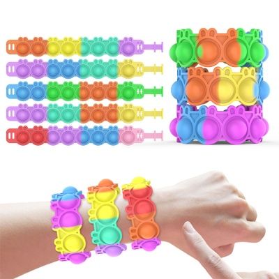 레인보우 토끼 팝잇 푸쉬팝 팔찌 밴드 뽁뽁이 장난감