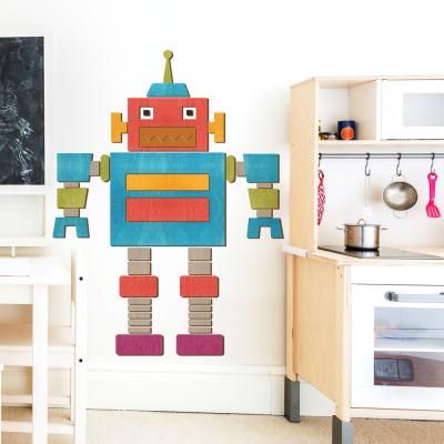 영어유치원인테리어 우드스티커 로봇친구 컬러선택