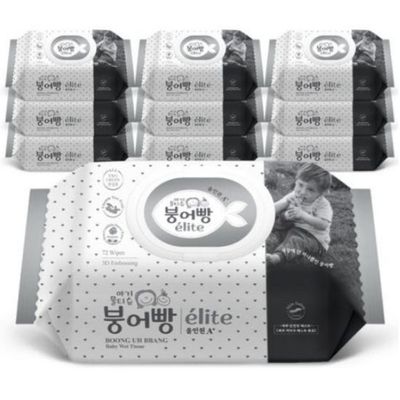붕어빵 올인원 엘리트 A+고평량 물티슈 72매캡형X10팩