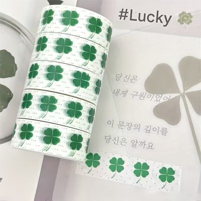 네잎 클로버 마스킹 테이프 마테 다꾸 포장 테이프
