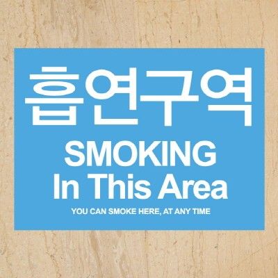금연스티커-사인 스카이 금연구역 SMOKING IN THIS AREA(칼라)