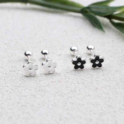 [애슬릿]전체 실버 925 플라워 에폭시 피어싱 귀걸이